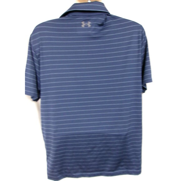 Under Amour The Playoff Polo Shirt Blue Striped Short Sleeve Men's Size Large - Picture 3 of 4
